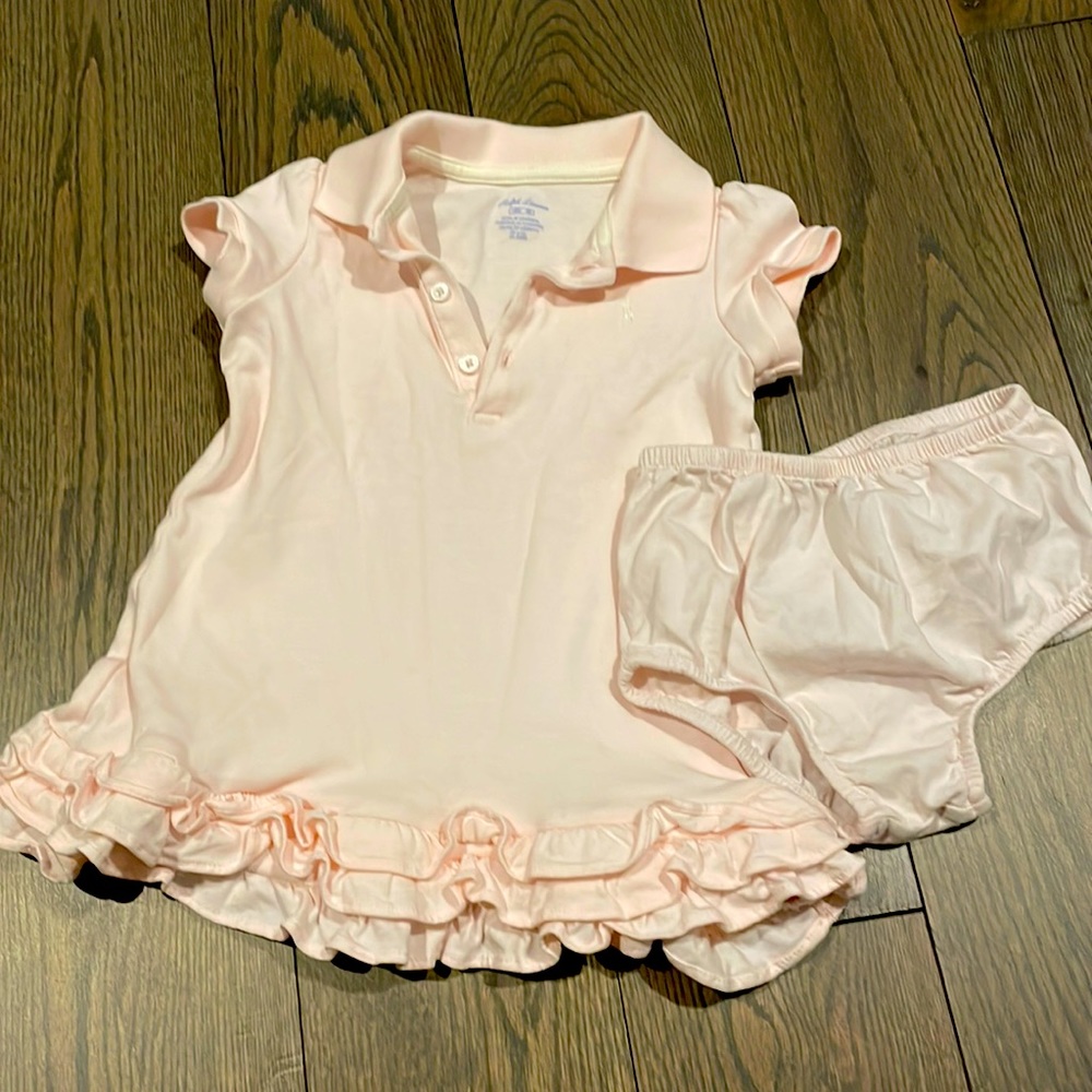 Baby girls pink Ralph Lauren ruffle dress